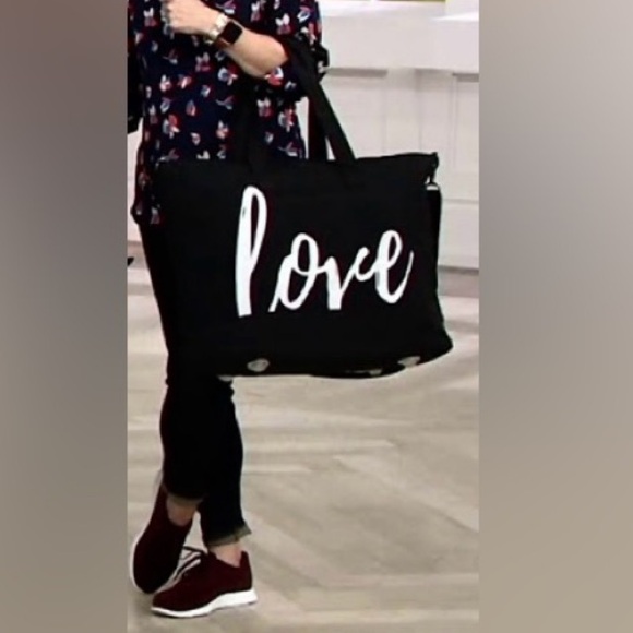 LUG Black Quilted Tote Bag with 'Love' Script - Picture 3 of 3